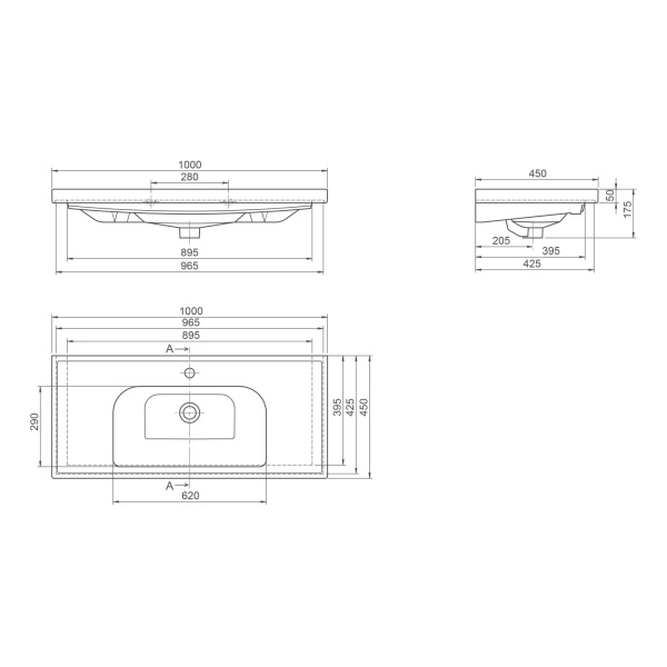 Умывальник мебельный Opadiris CeraStyle Frame 100 031400-u