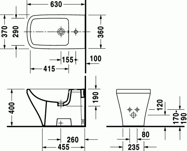 Биде напольное Duravit DuraStyle 2283100000