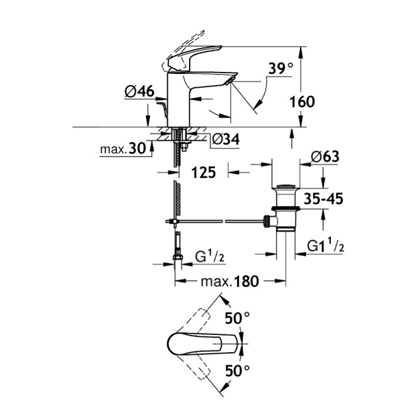 Смеситель для раковины AQUAme Prato AQMP6121