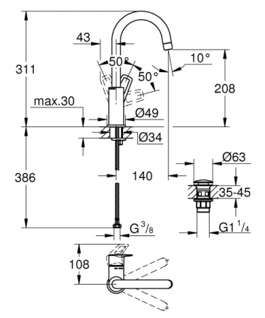 Смеситель для раковины Grohe BauLoop New 23891001