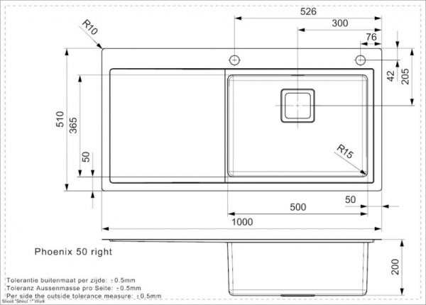 Мойка кухонная Reginox Phoenix L 50 (right,100Х50) 44435