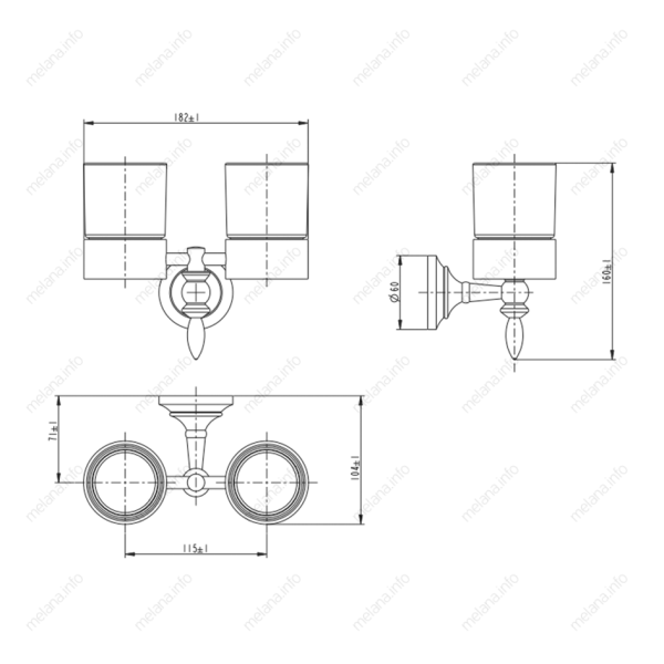 Стакан для зубных щеток двойной Melana MLN-820011