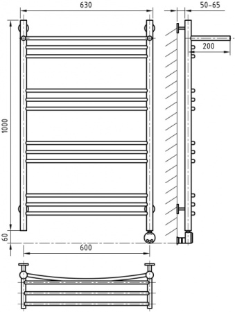 Полотенцесушитель ArtofSpace Corint WACT6001000RAL9005