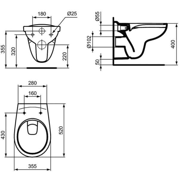 Комплект инсталляция + унитаз Ideal Standard Eurovit RE881202