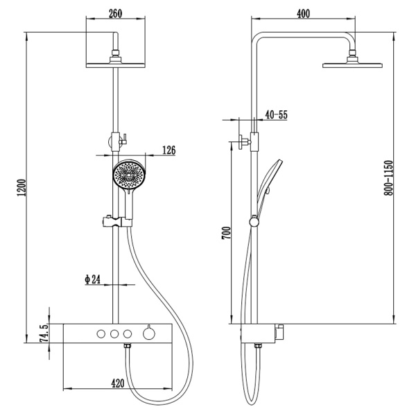 Душевая система со смесителем AQUAme AQM8009B