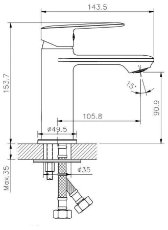 Смеситель для раковины Koller Pool LINE LN0200