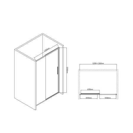 Душевая дверь Vincea Slim-U VDS-2SU130CL, (130х200)  хром, стекло прозрачное