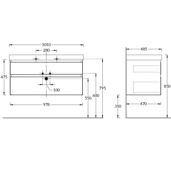 Тумба под раковину Kerama Marazzi Cubo 100 CU.100\MAL