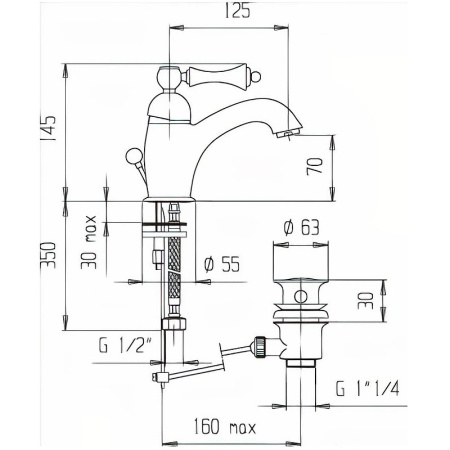 Смеситель для раковины Cezares MARGOT-LSM1-03/24-N