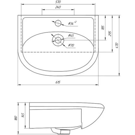 Прямоугольная раковина Grossman  Уют 60 440