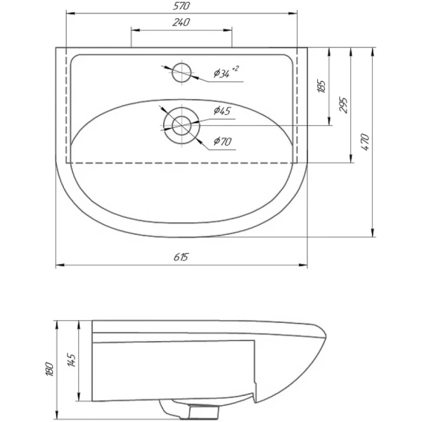 Прямоугольная раковина Grossman  Уют 60 440