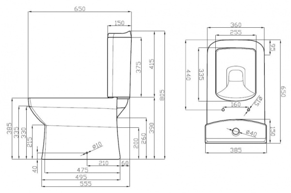 Унитаз-компакт Della Quattro Slim Джаз (золото) DE5510900146