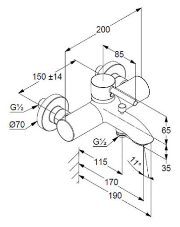 Смеситель для ванны Kludi Bozz 386915376
