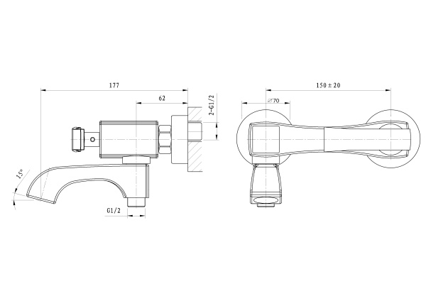 Смеситель для ванны WONZON & WOGHAND TRIUMPH, хром WW-563101-CR