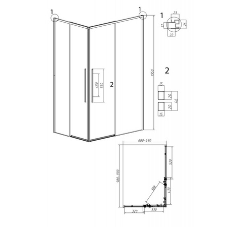 Душевой уголок (100х70) Grossman Galaxy 300.K33.01.1070.21.00