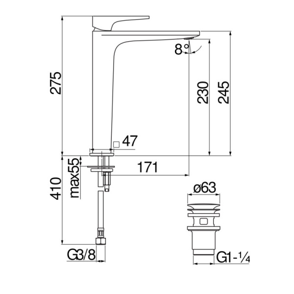 Смеситель для раковины Nobili Seven SE124128/2BM