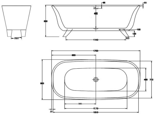 Ванна акриловая BelBagno BB41-1700