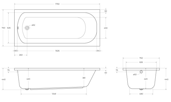 Акриловая ванна (180х80) CEZARES ECO-180-80-41-W37 Акриловая ванна (180х80) CEZARES ECO-180-80-41-W37