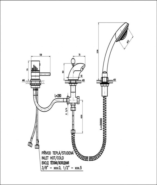 Смеситель на борт ванны Rav Slezak Dunaj DT270.5S