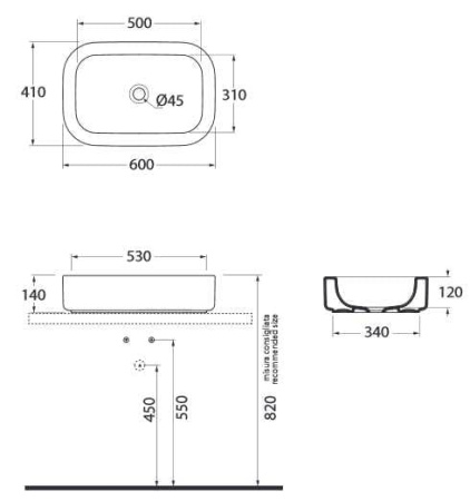 Раковина Azzurra Glaze GLZ260/APP bi*0