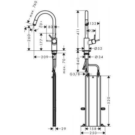 Смеситель для кухонной мойки hansgrohe Talis M52 73864000