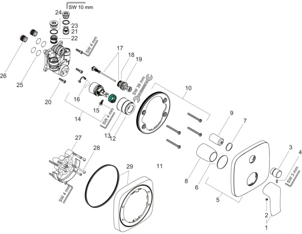 Смеситель для ванны Hansgrohe Metris 31454000 хром