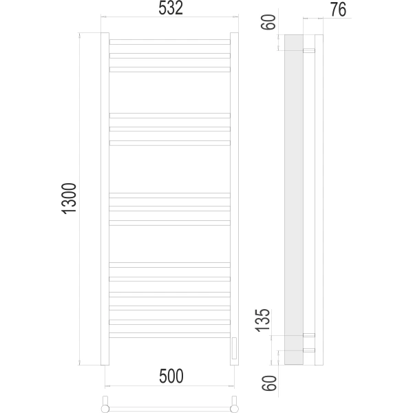 Полотенцесушитель электрический Terminus Аврора (500х1300) П15 4670078527233