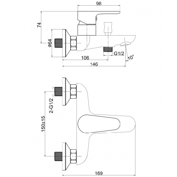 Смеситель для ванны Cersanit CERSANIA 63031
