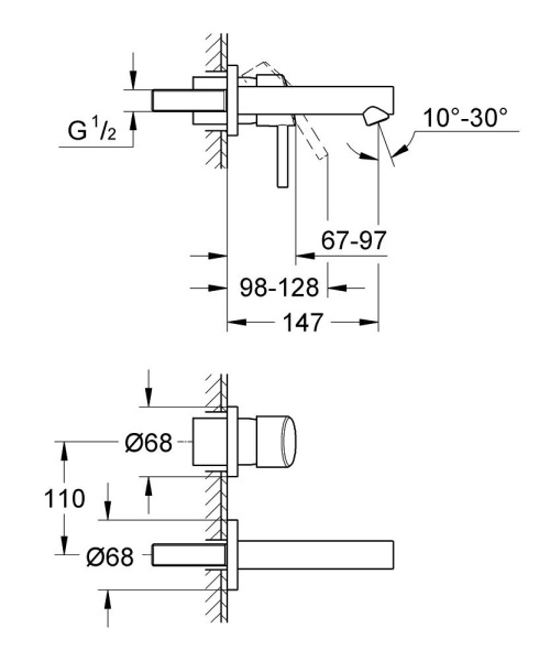 Смеситель для раковины на два отверстия, Grohe Concetto 19575 001 (19575001)