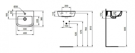 Раковина подвесная Ideal Standard Tempo (40x36) T056701