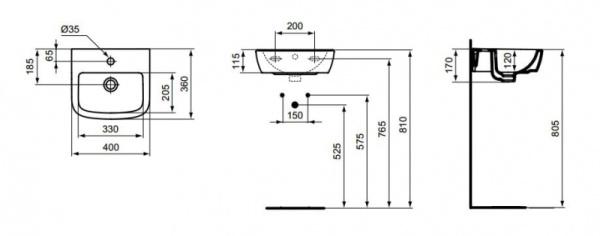 Раковина подвесная Ideal Standard Tempo (40x36) T056701