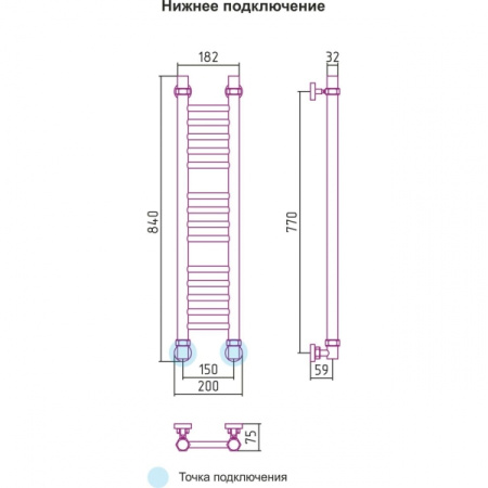 Полотенцесушитель водяной 800х150 Сунержа Богема 00-0102-8015