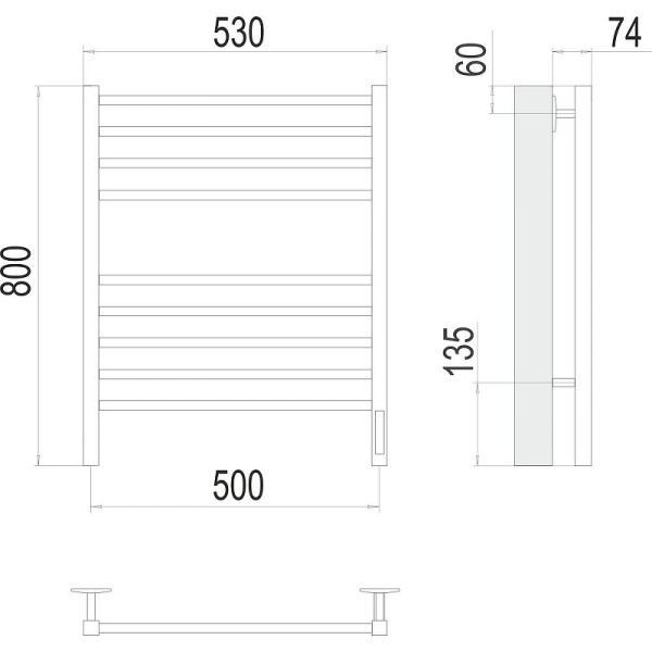 Полотенцесушитель электрический (50х80) П8 Terminus Ватикан 4670078563354 графит
