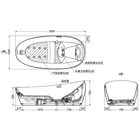 Ванна отдельностоящая TOTO Neorest Flotation PJYD2200PWEE#GW