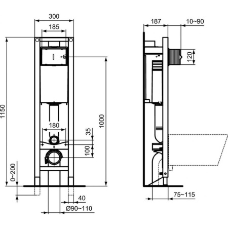 Инсталляция для унитаза Ideal Standard Prosys Eco Freestanding Frame M E233367