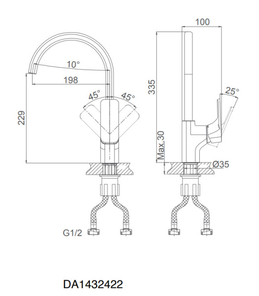 Смеситель для кухни D&K Berlin.(DA1432422) высокий жасмин