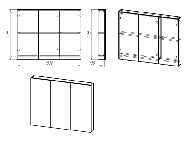 Зеркало-шкаф (102х80) Misty Балтика 105 Э-Бал04105-011