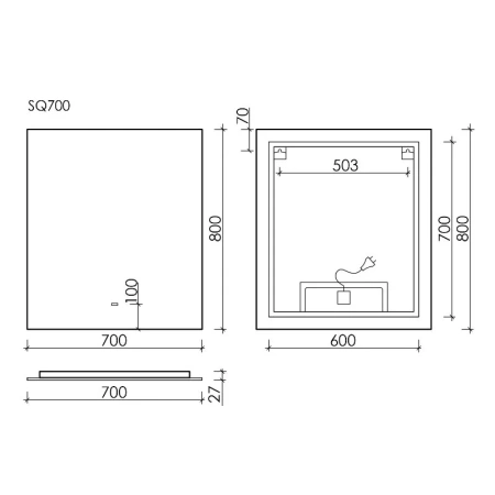 Зеркало с подсветкой Sancos  Square (70х80) SQ700