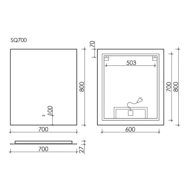 Зеркало с подсветкой Sancos  Square (70х80) SQ700