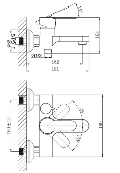 Смеситель для ванны с коротким изливом RUSH Tenerife TE2835-44