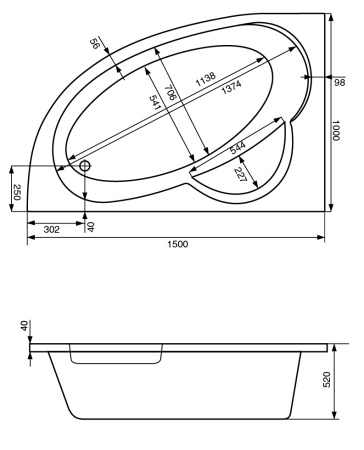 Акриловая ванна (150х100)  Santek Шри-Ланка  L  1WH302394