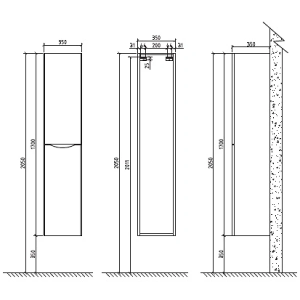 Пенал BelBagno Ancona-N ANCONA-N-1700-2A-SC-BL-L