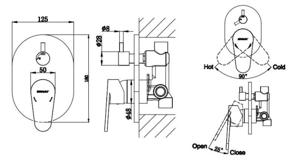 Смеситель для душа Bravat Drop PB84898CP-RUS