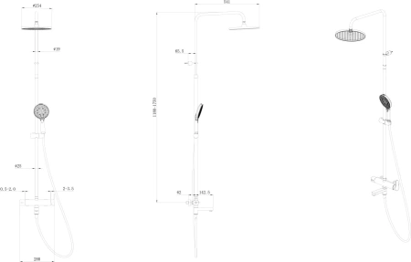 Душевая система с изливом Kerama Marazzi Fonte FO.202.KM.BLK.M черный