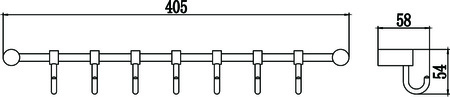 Планка с крючками 7 крючков Savol S-006207