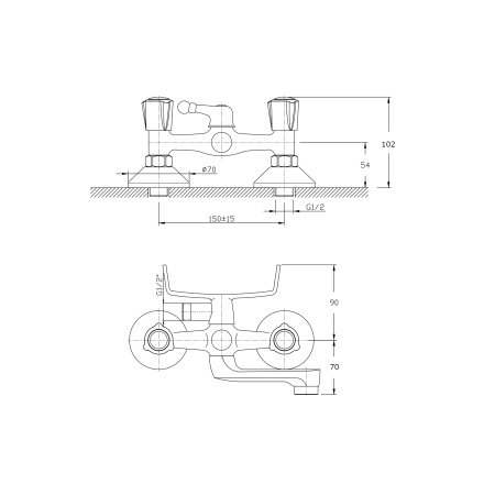 Смеситель для ванны с коротким изливом RUSH Pioneer PI7950-44