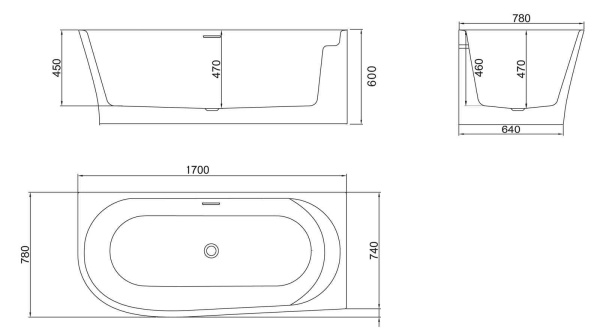 Акриловая ванна (170x78) BelBagno BB410-1700-780-R Акриловая ванна (170x78) BelBagno BB410-1700-780-R