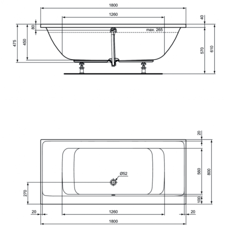 Ванна акриловая (180х80 ) Ideal Standard CONNECT AIR E106701