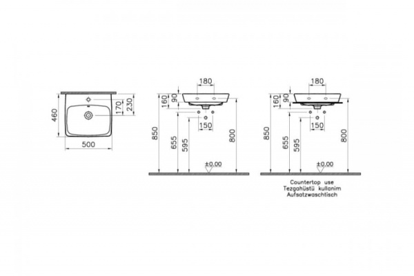 Раковина, 50x46 см VITRA  Washbasin 5661B003-0001