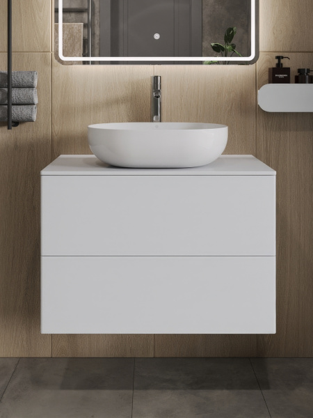 Тумба с раковиной подвесная 75 см, Orange Otto Ot-75TuMDF+B05-480W белый глянец